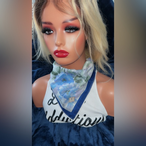 Yves Saint Laurent Blue and White Scarf - Picture 7 of 12